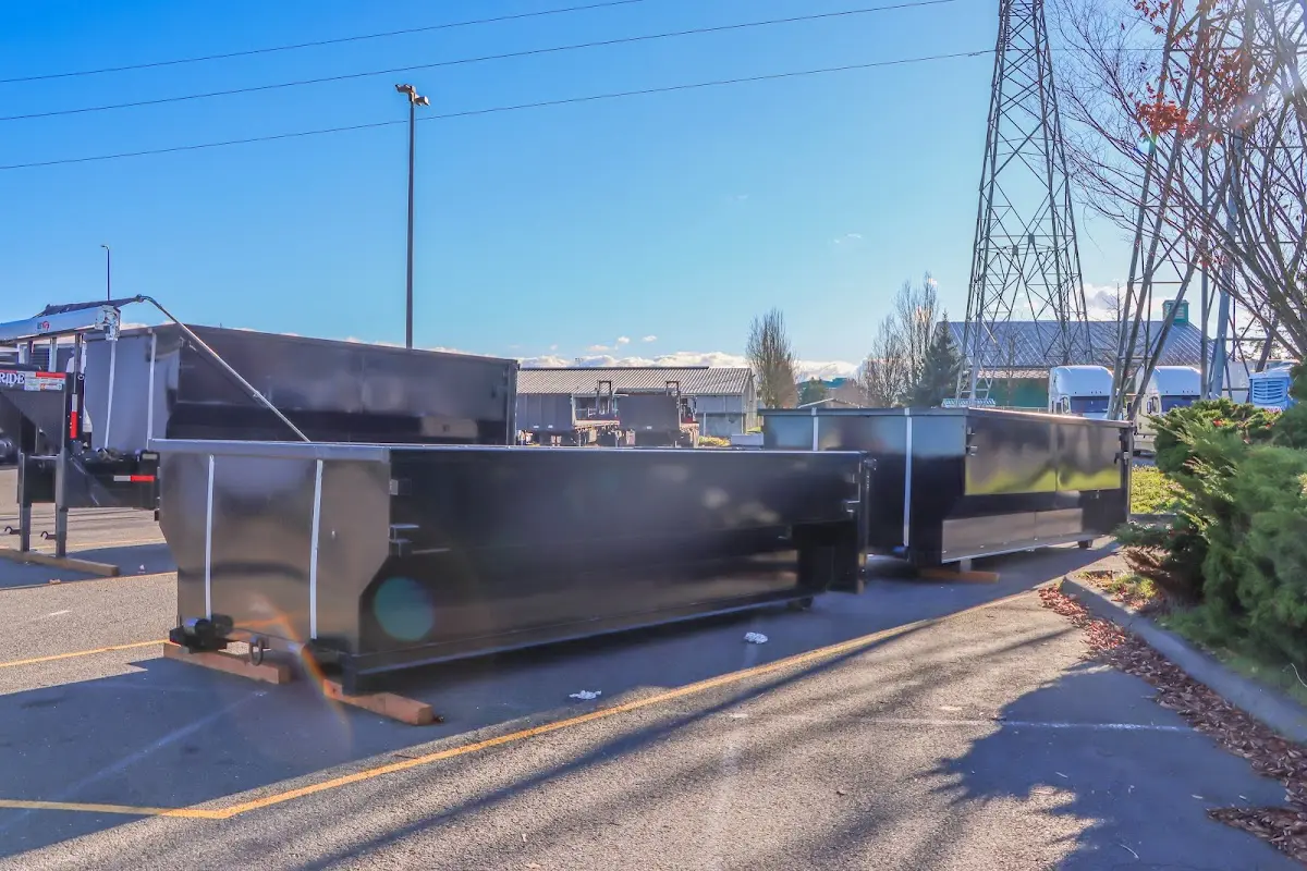 Roll-off dumpster ready for waste disposal at job site for 3 Yard Dumpster Rental in Adairsville